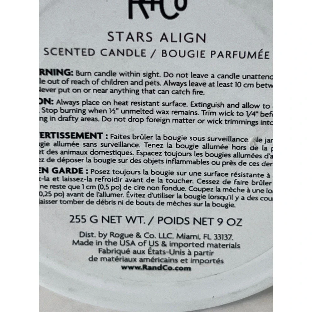 R+Co Stars Align Scented Candle 9oz White Glass Jar Celestial Home Fragrance HTF